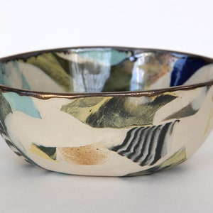 Yellow Tiger Nerikomi Ceramic Bowl Striped Marbled Dish image 7