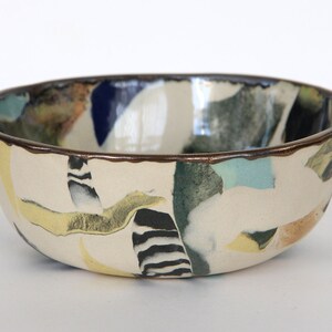 Yellow Tiger Nerikomi Ceramic Bowl Striped Marbled Dish image 5