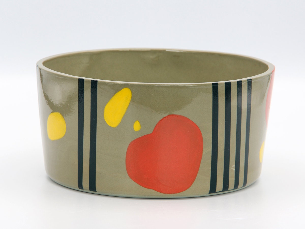 Vase Rayé Orange Vert, Pot De Fleur Design Abstrait Pavot, Pièce Maîtresse Récipient En Céramique Contemporaine Vert Sauge, Vase Sarcelle