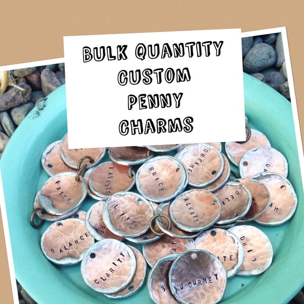 Lucky penny charms - BULK LISTING 5 or more custom stamped charms