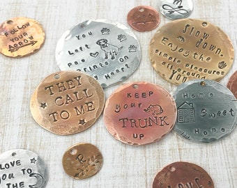 MEDIUM 1” Custom hand stamped personalized charms and pendants