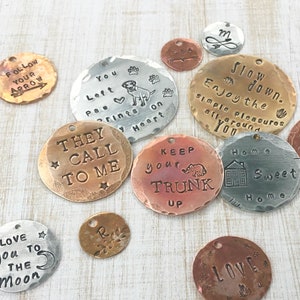 MEDIUM 1” Custom hand stamped personalized charms and pendants