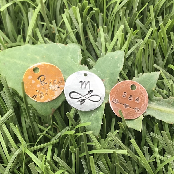 X-SMALL 1/2” charm, 0.5” Custom hand stamped personalized charms and pendants