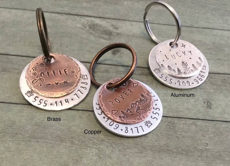 Pet ID Tags Custom Hand Stamped Personalized Dog Tag Charm Etsy