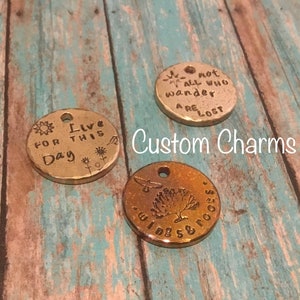 Bronze 27mm Custom hand stamped personalized charms and pendants