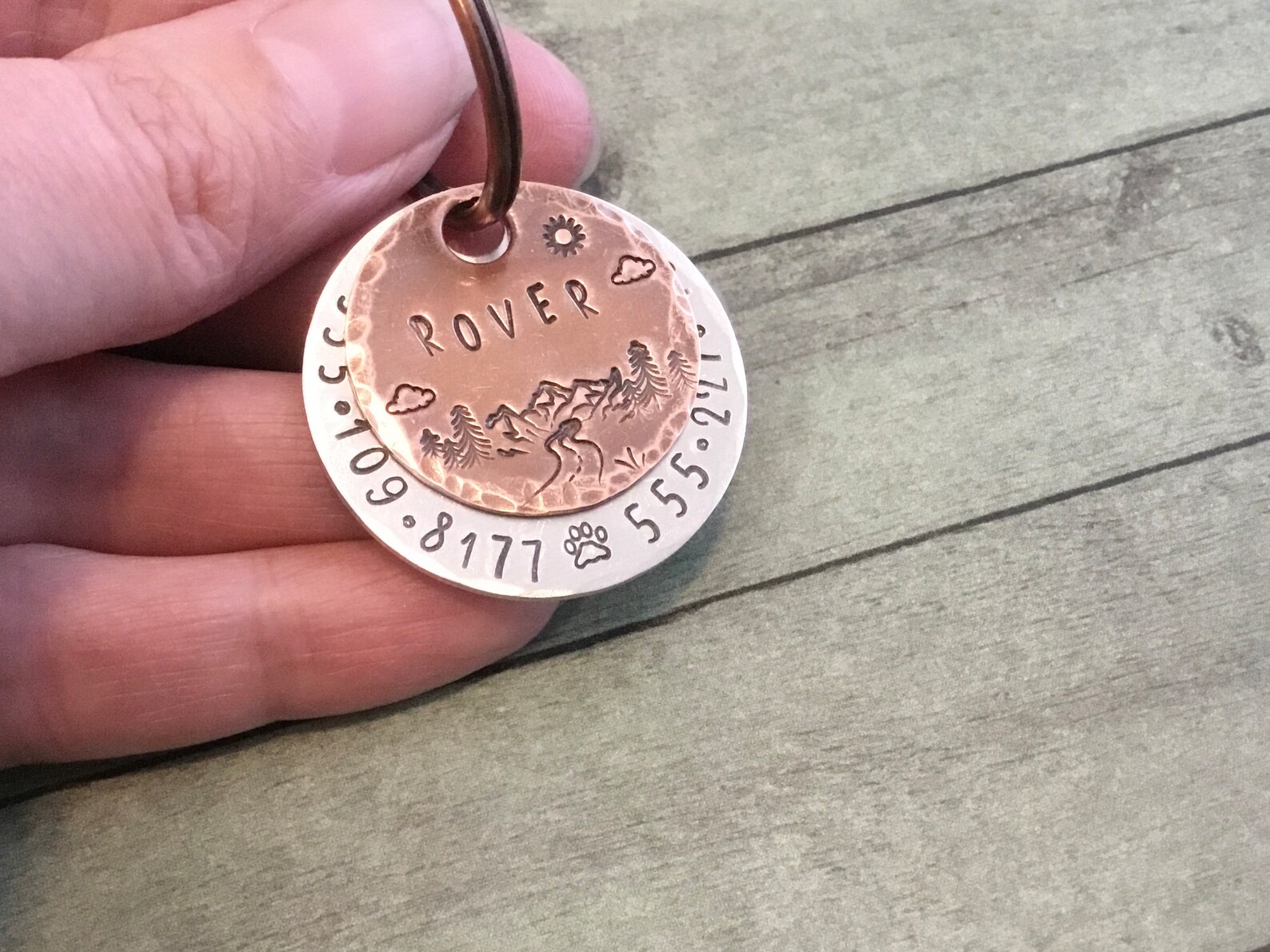 Pet ID Tags Custom Hand Stamped Personalized Dog Tag Charm Etsy