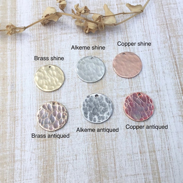 One pair of hammered disc charms 1/2” - Choose your style