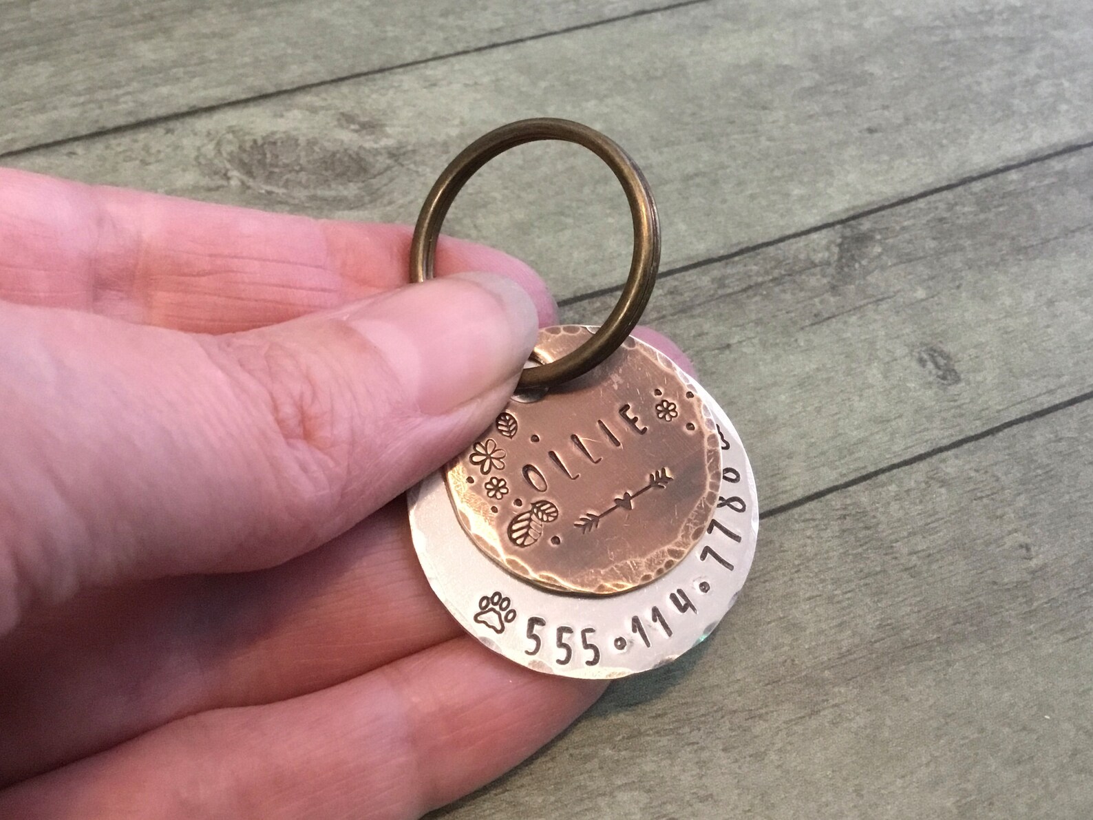 Pet ID Tags Custom Hand Stamped Personalized Dog Tag Charm Etsy