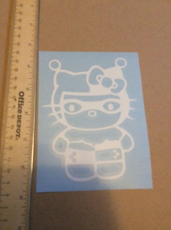 Download Free White Die Cut Harley Quinn Hello Kitty Window Car Sticker Etsy SVG Cut Files