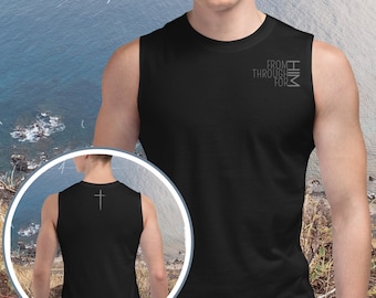 Christian Tank Top - Muscle Shirt - Gray FromHIM (front) Cross (back)