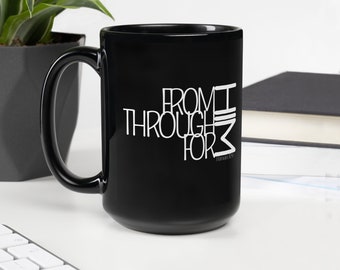 Christian Mug - Black Glossy Mug - 15 oz Ceramic Mug - White FromHIM11:36 Heart Cross