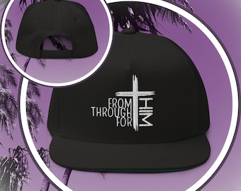 Christian Hat - Flat Bill - High-Profile Fit - Embroidered FromHIM, Large Cross
