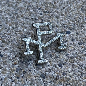 PM Enamel Pin (silver w/ stones) for (hats, bags, vest, jackets, beanies, lanyards, etc.)