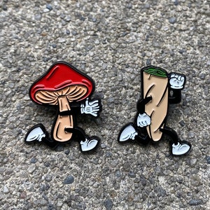 Cartoon Mushroom-Joint running Soft Enamel Pin Set for (hats, bags, vest, jackets, beanies, lanyards, etc.)