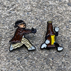 Foo chasing Beer Soft Enamel Pin Set (cartoon) for (hats, bags, vest, jackets, beanies, lanyards, etc.)