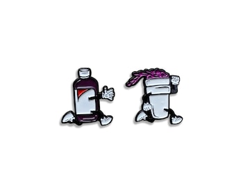Doublecup Cartoon Enamel Pin Set, Purple Cap Pins, 1 Inch