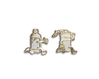 Doublecup Gold Soft Enamel Pin Set, Cartoon Pins, 1 Inch