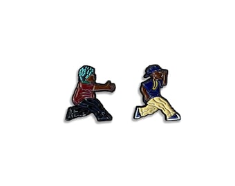 Cartoon Big Worm & Smokey Soft Enamel Pin Set, 90s Movie Inspired, Cap Pins
