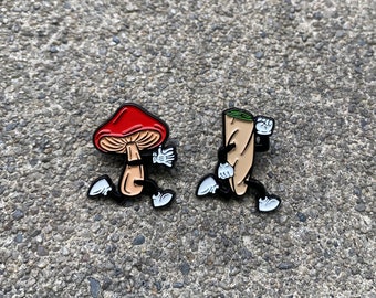 Mushroom-Joint running Soft Enamel Pin Set for (hats, bags, vest, jackets, beanies, lanyards, etc.)