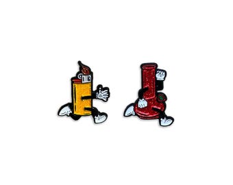 Lighter-Bong glitter Soft Enamel Pin Set, 1 Inch, Best Buds Pins