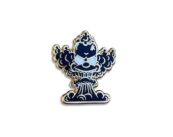 Clown Hard Enamel Pin, Gold Plated, Cartoon Lapel Pin, 1.25 Inch