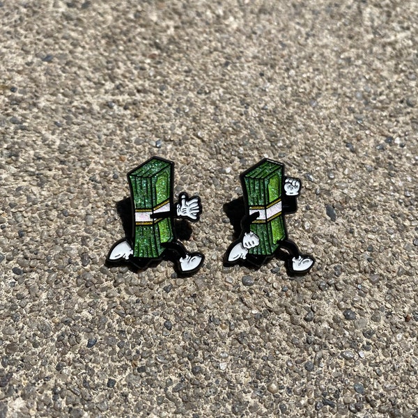 Money Stack running (green + glitter) Soft Enamel Pin Set for (hats, bags, vest, jackets, beanies, lanyards, collars etc.)