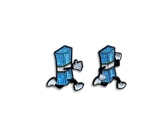 Chase the Money Enamel Pin Set, Blue Glitter Stacks, 1 Inch