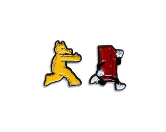 Cartoon Enamel Pin Set, Quasi Brick, 90s Hip Hop Pins, 1 Inch