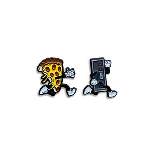Pizza and Controller Soft Enamel Pin Set, 1 Inch
