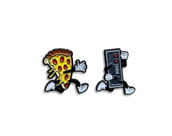 Pizza and Controller Soft Enamel Pin Set, 1 Inch