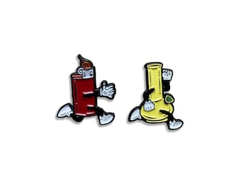 Lighter-Bong Soft Enamel Pin Set, 1 Inch, Best Buds Pins