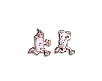 Cartoon Lighter & Blunt / Joint Enamel Pin, 1 Inch, Rose gold