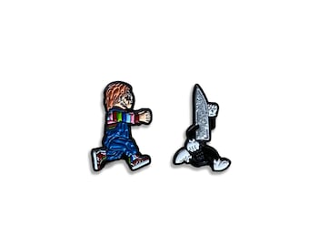 Cartoon Horror Enamel Pin Set, Halloween Movie Pins, 1 Inch