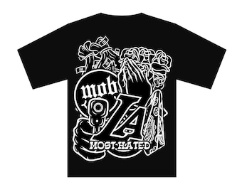 Most Hated Mob Black Tee, Puff Print Graphic Shirt