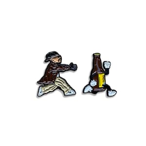 Set di spille smaltate BeerRun Cartoon, 1 pollice, spille da berretto