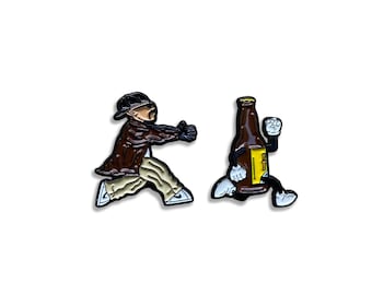 BeerRun Cartoon Enamel Pin Set, 1 Inch, Cap Pins