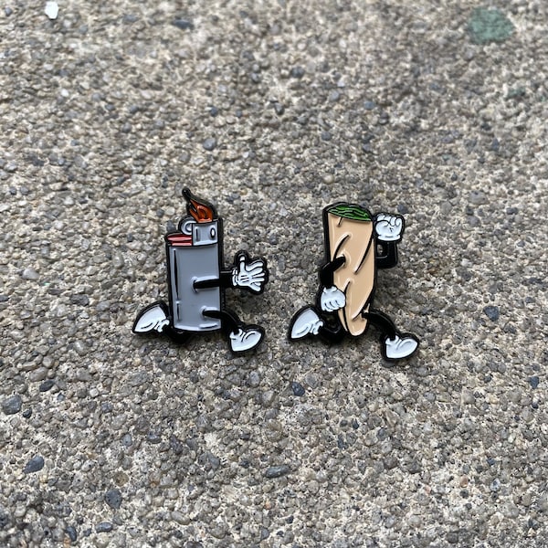 Lighter chasing Joint Soft Enamel Pin Set (grey) for (hats, bags, vest, jackets, beanies, lanyards, etc.)