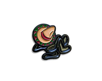 Relaxing Sombrero Soft Enamel Pin, 1 Inch