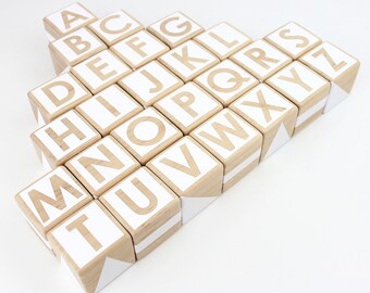 Wooden alphabet blocks - white