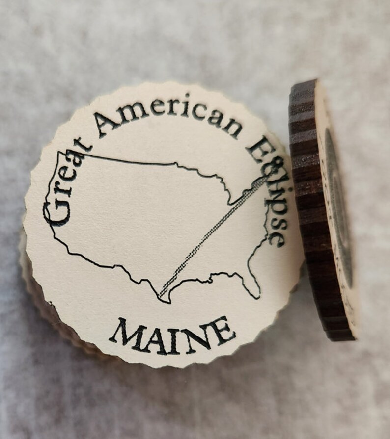 Wood Coin 2024 Souvenir I WAS MOONED on all. Funny Solar Eclipse Token Wood Coin Texas to Maine A state or B USA Path of 12 states image 3