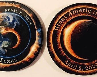 Full color Solar Eclipse coin or token Great American Eclipse April 8 2024 Cool memorable keepsake for your state or custom City of choice