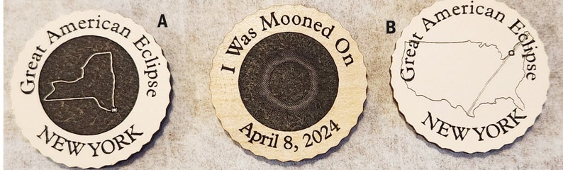 Wood Coin 2024 Souvenir I WAS MOONED on all. Funny Solar Eclipse Token Wood Coin Texas to Maine A state or B USA Path of 12 states image 6