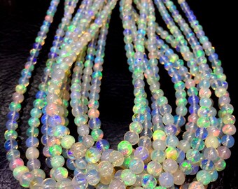 Natural Ethiopian welo opal smooth round balls necklace natural opal round balls,opal balls necklace:bo12 6x3mm