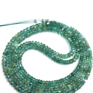 Extremely Rare Paraiba Blue Tourmaline Beads Indicolite Tourmaline Beads Greenish Blue Tourmaline Faceted Rondelle Beads 18&quot; Full Strand