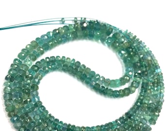 Extremely Rare Paraiba Blue Tourmaline Beads Indicolite Tourmaline Beads Greenish Blue Tourmaline Faceted Rondelle Beads 18" Full Strand