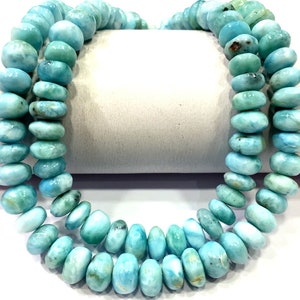 AAA Quality~Natural Larimar Rondelle Beads Smooth Larimar Beads Genuine Larimar Gemstone Beads Larimar Strand Jewelry Making Beads.