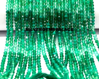 Natural Green Onyx Faceted Rondelle Beads 3mm Onyx Beads Shaded Green Onyx Rondelle Beads Multi Shaded Rondelle Beads 1 Strand.