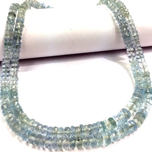 AAA QUALITY~Natural Aquamarine Beads Aquamarine Faceted Rondelle Beads Aquamarine Gemstone Beads Super Fine Aquamarine Strand Beads.