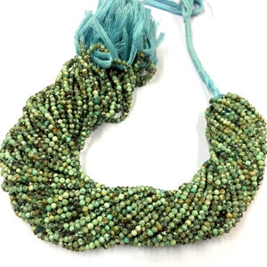 Natural Faceted Micro Cut Arizona Turquoise Rondelle Beads 3mm Turquoise Loose Gemstone Beads 12.5 Inch Long Strand New Arrival
