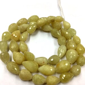 Natural Yellow Sapphire Faceted Teardrop Beads Sapphire Teardrop Shape Yellow Sapphire Gemstone Beads 18&quot; Strand